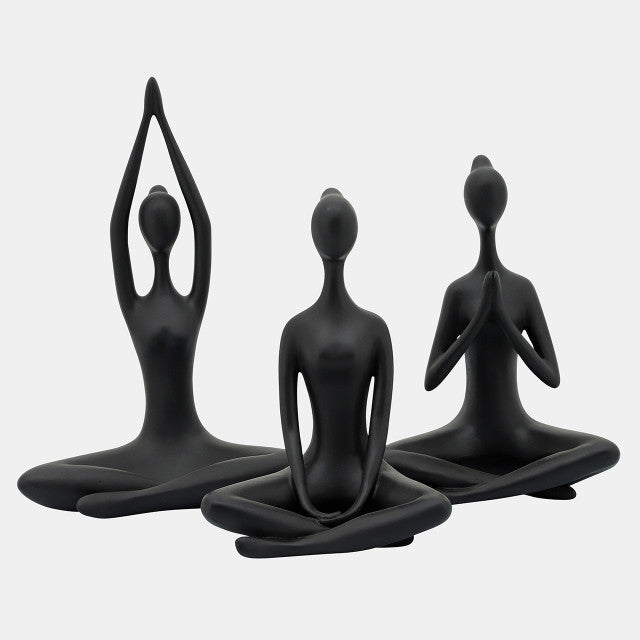 Set de 3 Esculturas Yoga de Cerámica Negra
