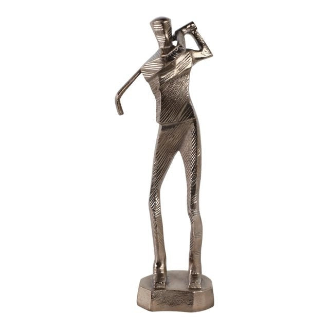 ESCULTURA DECORATIVA GOLFISTA SWING METAL COLOR BRONCE