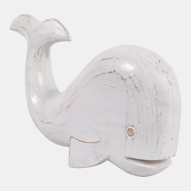 Figura Decorativa Ballena de Madera Blanca