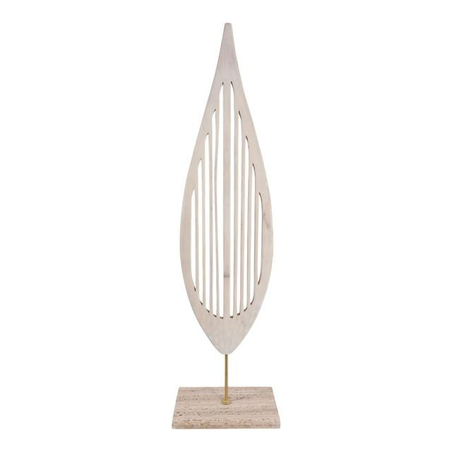 Escultura de Piso Hoja de Madera 142 cm