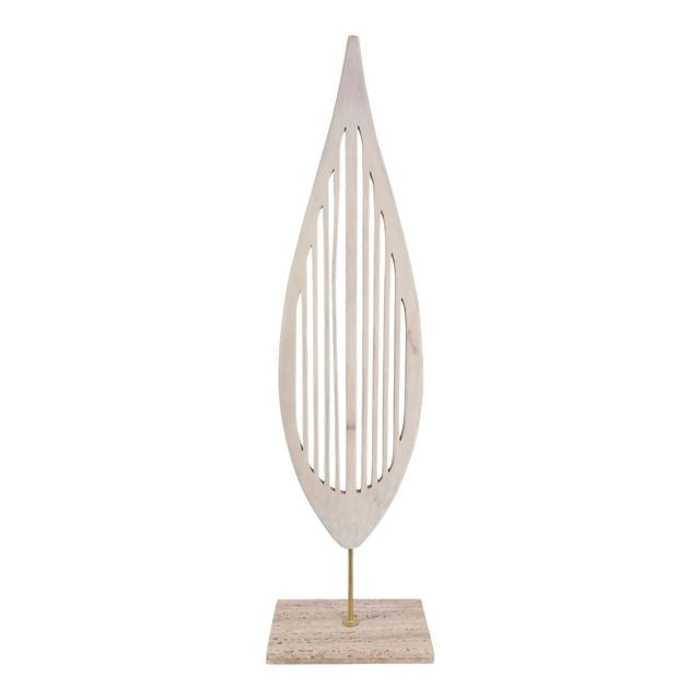 Escultura de Piso Hoja Grande de Madera