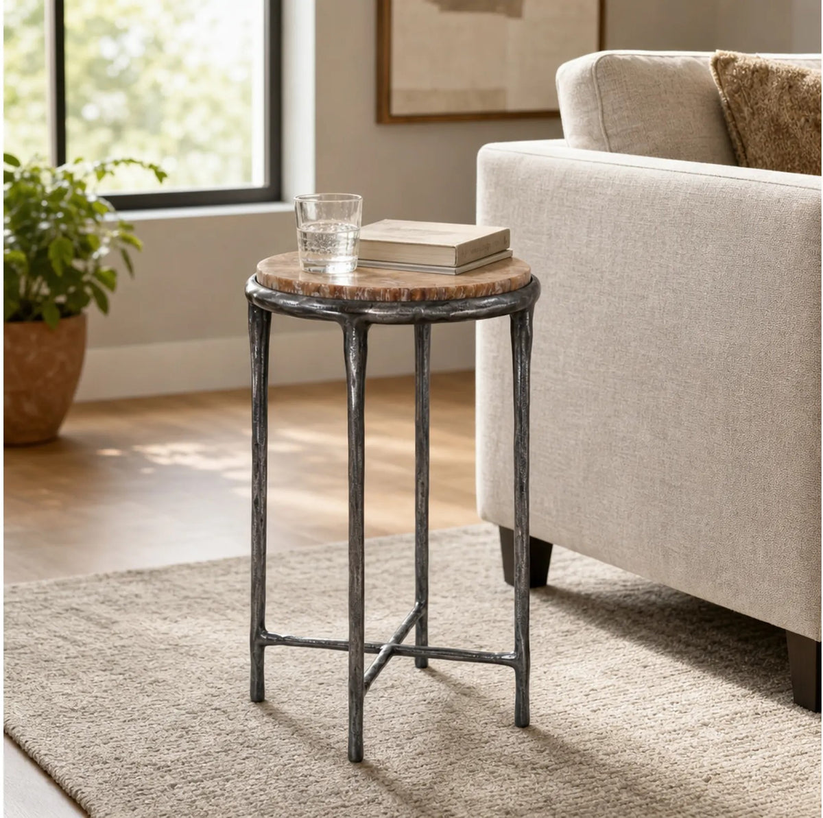 Mesa Auxiliar Scioto de Madera Petrificada