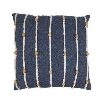 Cojín Decorativo Azul Navy con Cuerdas y Cuentas 50x50 cm