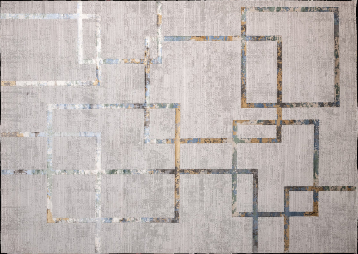Alfombra Adara Geométrica Verde y Oro 240x330