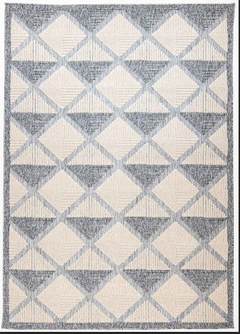 Alfombra Aria Geométrica Gris y Crema 240x330 Interior y Exterior