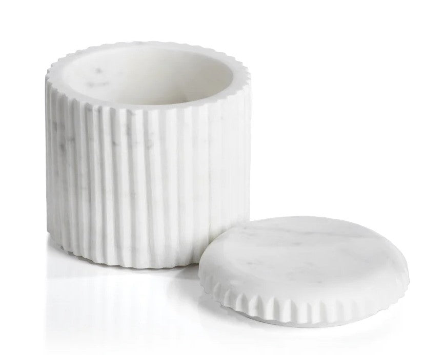Bote con Tapa de Mármol Blanco