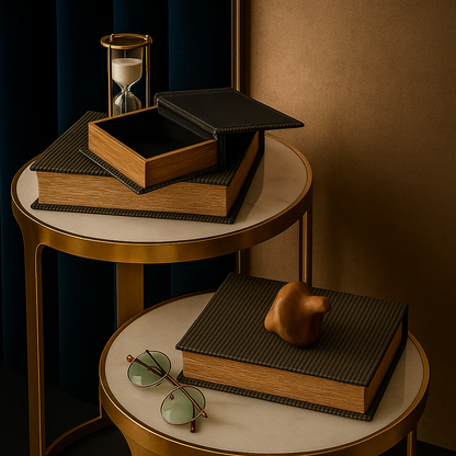 SET DE LIBROS-CAJA EN MDF CON TELA TEXTURIZADA