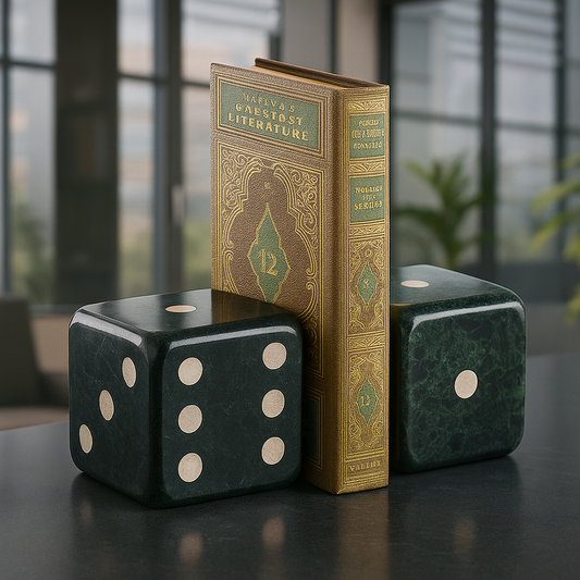 SET/2 PORTA LIBROS DADOS MARMOL VERDE