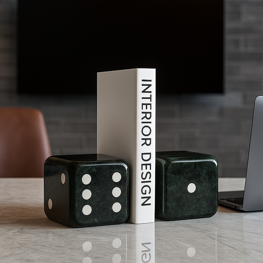 SET/2 PORTA LIBROS DADOS MARMOL VERDE