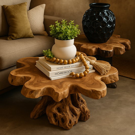 ROSARIO DECORATIVO DE CUENTAS DE MADERA CON DORADO