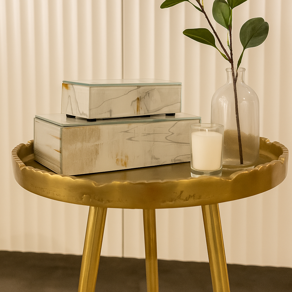 SET/2 CAJA MELODY VIDRIO & MDF