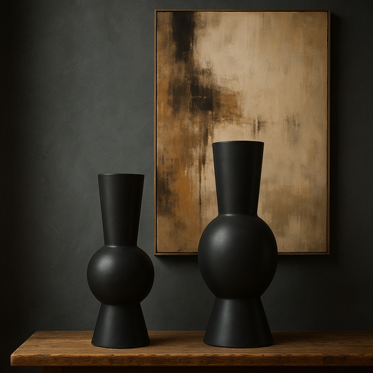 SET/2 JARRONES  ABSTRACTOS NEGROS