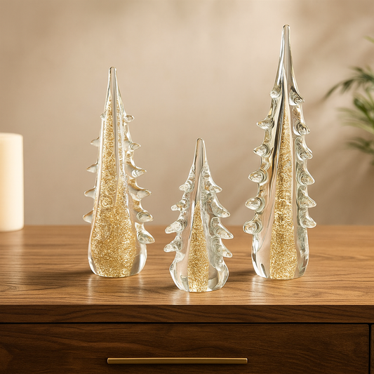 Set de 3 Árboles Navideños con Copos