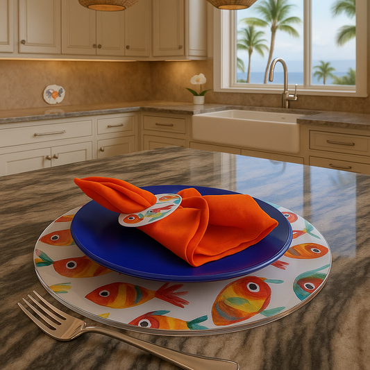 SET/4 DE MESA DE PECES COLORES ACRILICO