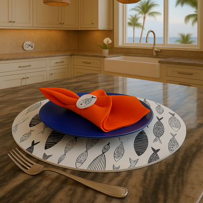 SET/4 DE MESA PECES AZULES ACRILICO