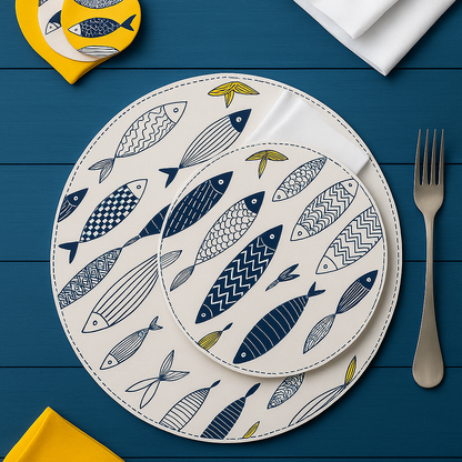 SET/4 DE MESA PECES AZULES FLEXIBLE