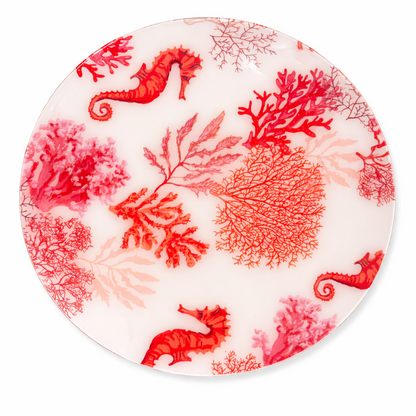 SET/12 DE MESA DE CORAL ROJO ACRILICO