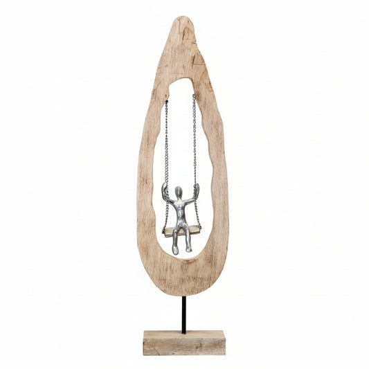 ESCULTURA COLUMPIO MADERA NATURAL                             7"WX4"DX25"H
