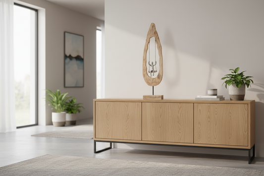 ESCULTURA COLUMPIO MADERA NATURAL                             7"WX4"DX25"H