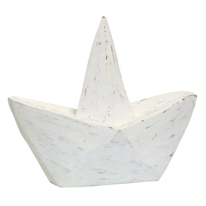 Barco Origami Blanco de Madera de Mango