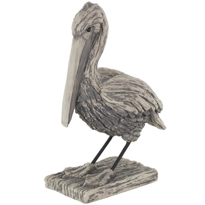 ESCULTURA PELICANO POLIRESINA GRIS