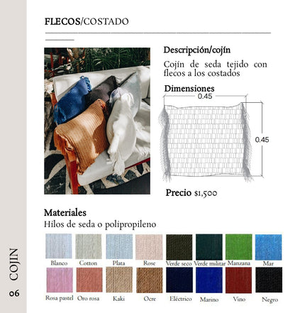 COJIN TEJIDOS FLECOS A LOS LADOS