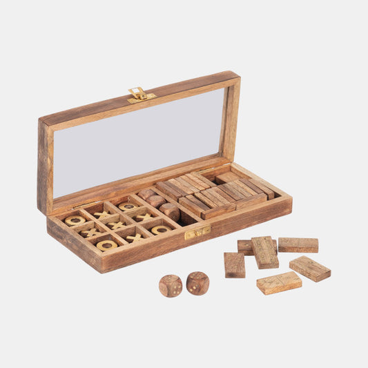CAJA JUEGO MESA MADERA MARRON