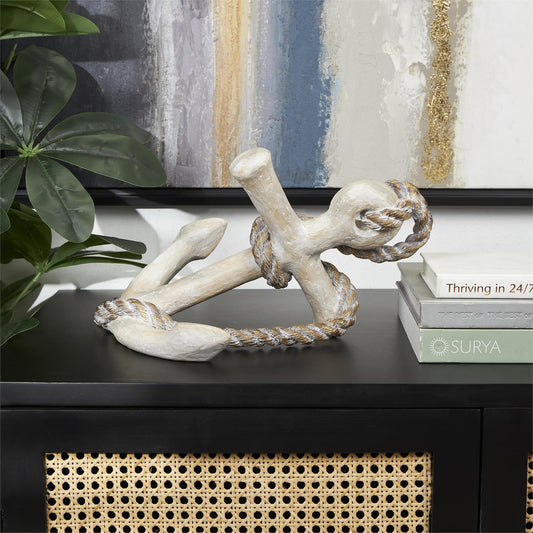 ESCULTURA DECORATIVA ANCLA BLANCA