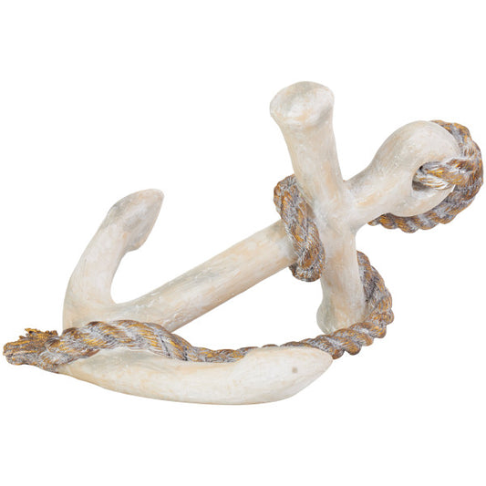 ESCULTURA DECORATIVA ANCLA BLANCA