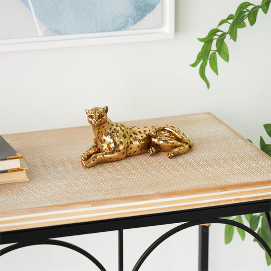 ESCULTURA DECORATIVA LEOPARDO ACOSTADO