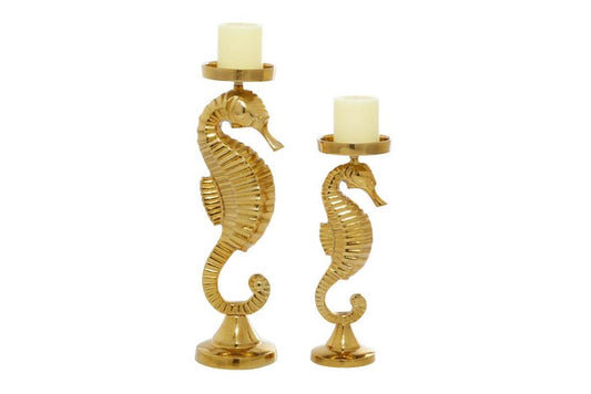SET/2 PORTAVELA CABALLO MAR ALUMINIO ORO