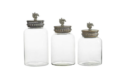 SET/3 BASES VIDRIO TRANSPARENTES CON TAPA CAFE