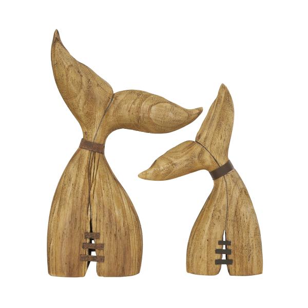 ESCULTURA DECORATIVA DE COLA DE BALLENA DE MADERA