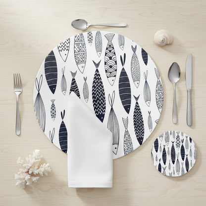 SET/4 DE MESA PECES AZULES ACRILICO