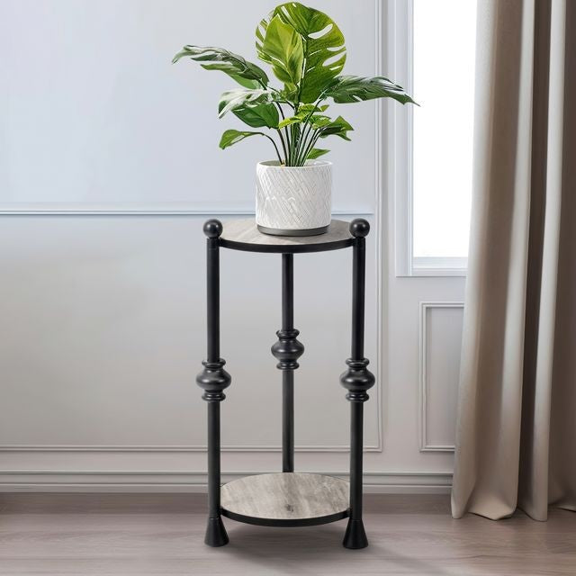 Mesa Auxiliar Elliot de Travertino y Metal Negro