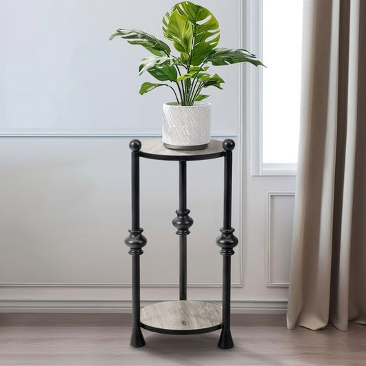 Mesa Auxiliar Elliot de Travertino y Metal Negro