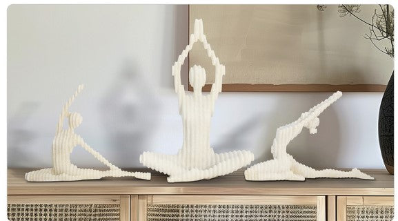 SET/3 ESCULTURA KATSORA YOGA RESINA BLANCA