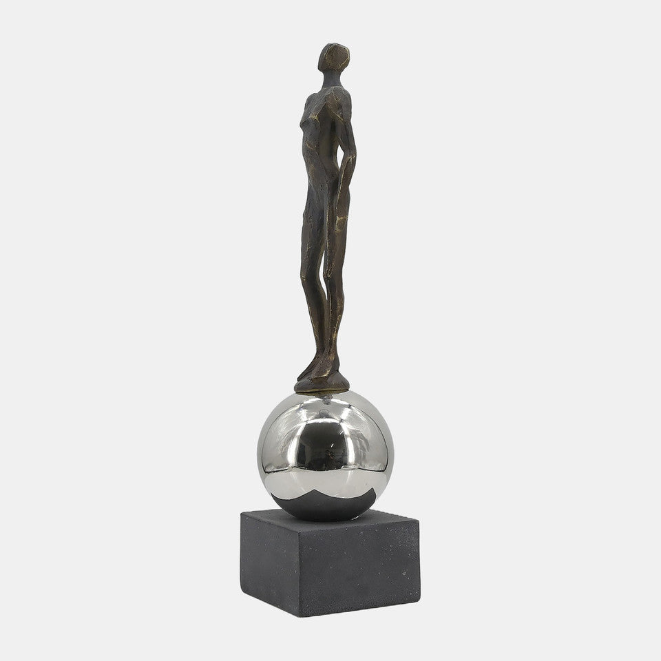 ESCULTURA MASCULINA  ESFERA ACERO 56 CMS