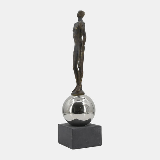 ESCULTURA MASCULINA  ESFERA ACERO 56 CMS