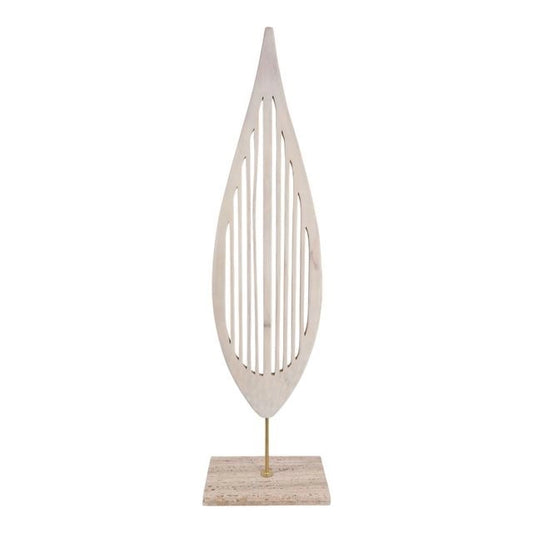 Escultura de Piso Hoja Grande de Madera
