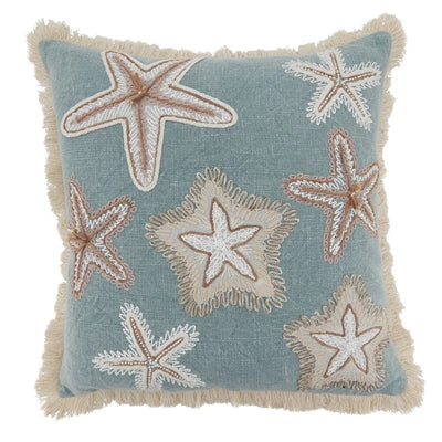 Cojín Decorativo Estrellas de Mar Azul y Gris 45x45 cm