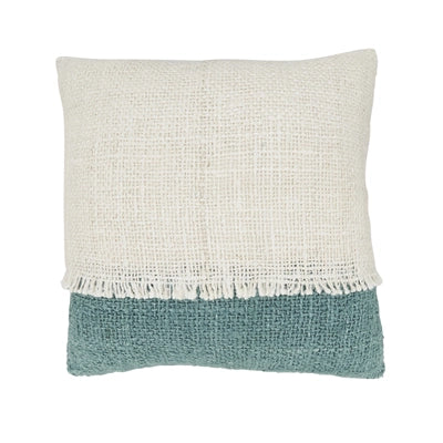 Cojín Decorativo Aqua Bicolor con Flecos 50x50 cm