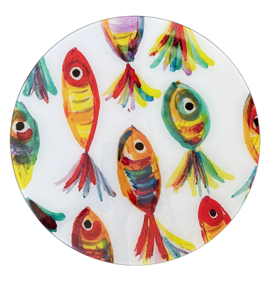 BAJO PLATO PECES COLORES ACRILICO