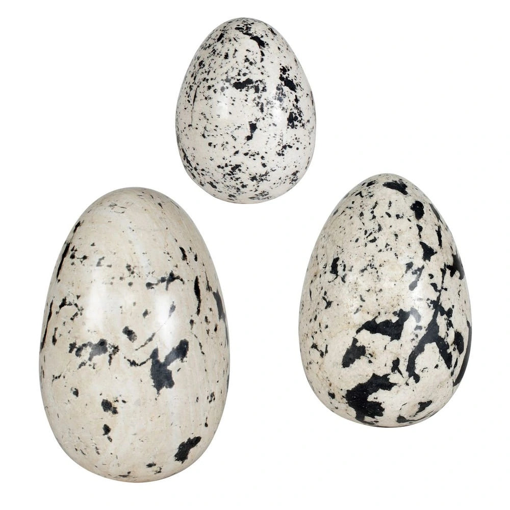 Set de 3 Huevos Nest de Piedra Natural Beige y Gris