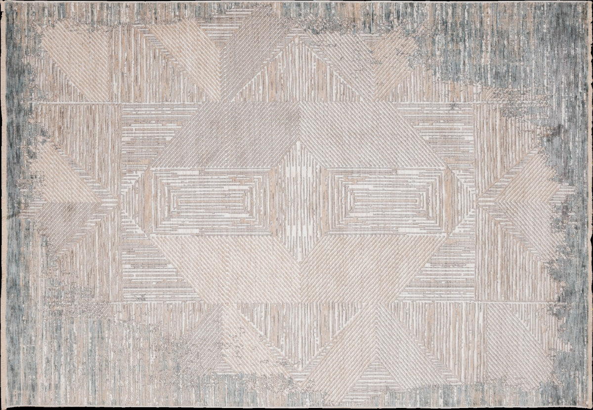 Alfombra Calix Crema y Gris con Medallón 240x330