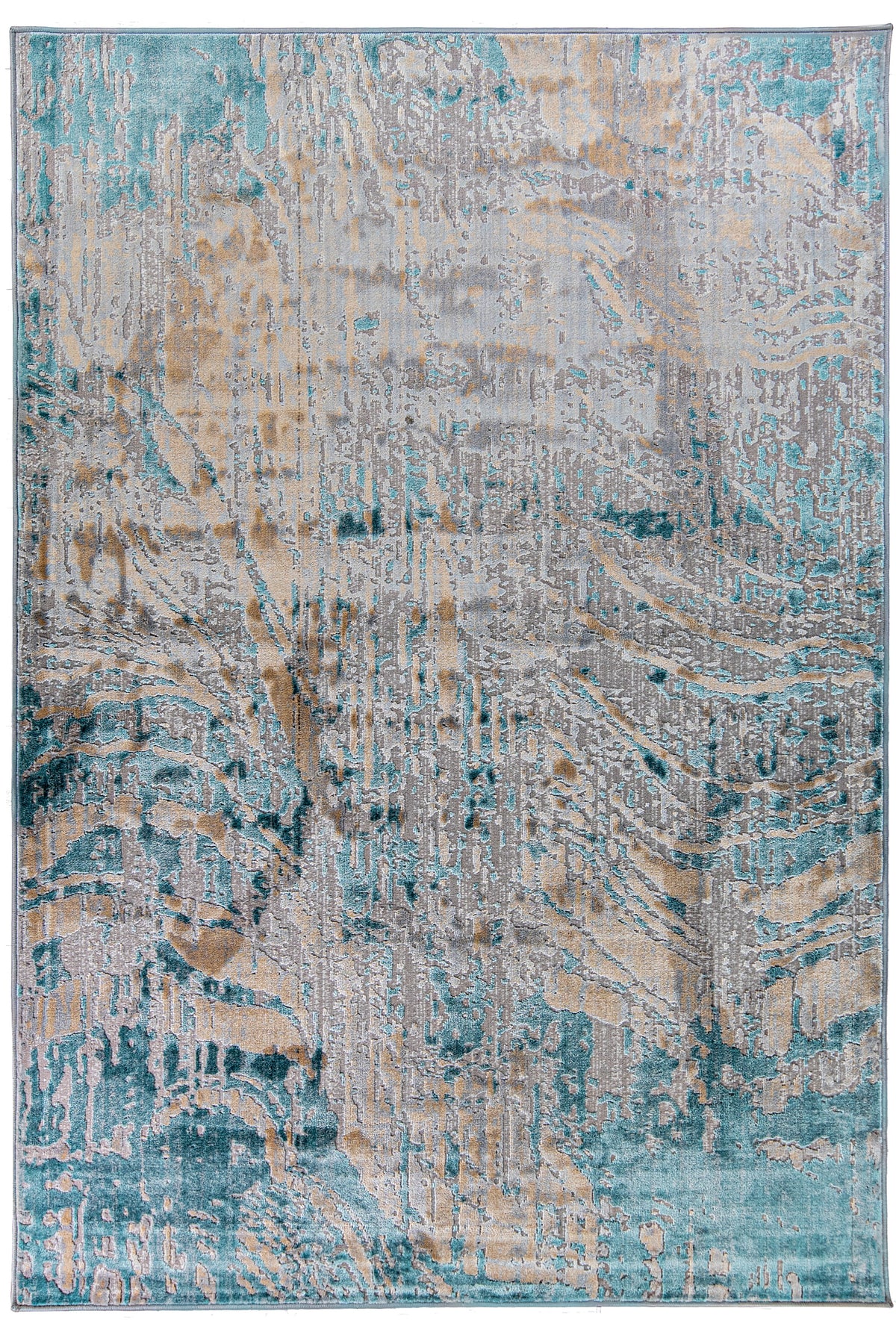 Alfombra Erniz Abstracta Azul y Crema 240x330