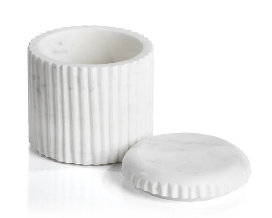 Bote con Tapa de Mármol Blanco