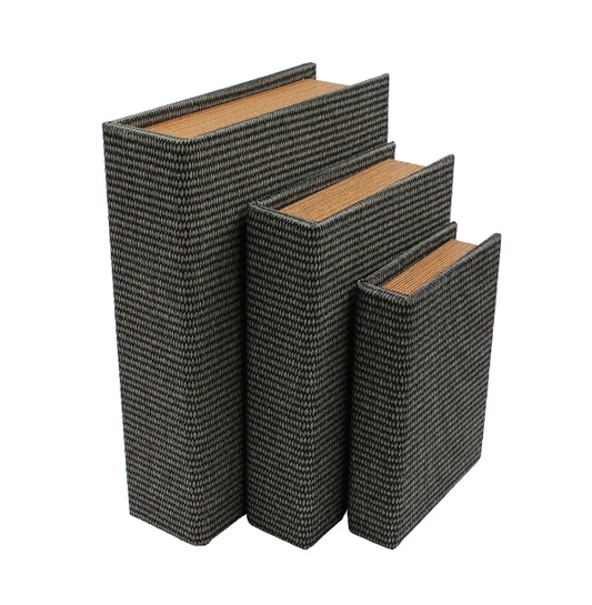 SET DE LIBROS-CAJA EN MDF CON TELA TEXTURIZADA