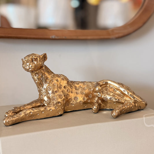 ESCULTURA DECORATIVA LEOPARDO ACOSTADO